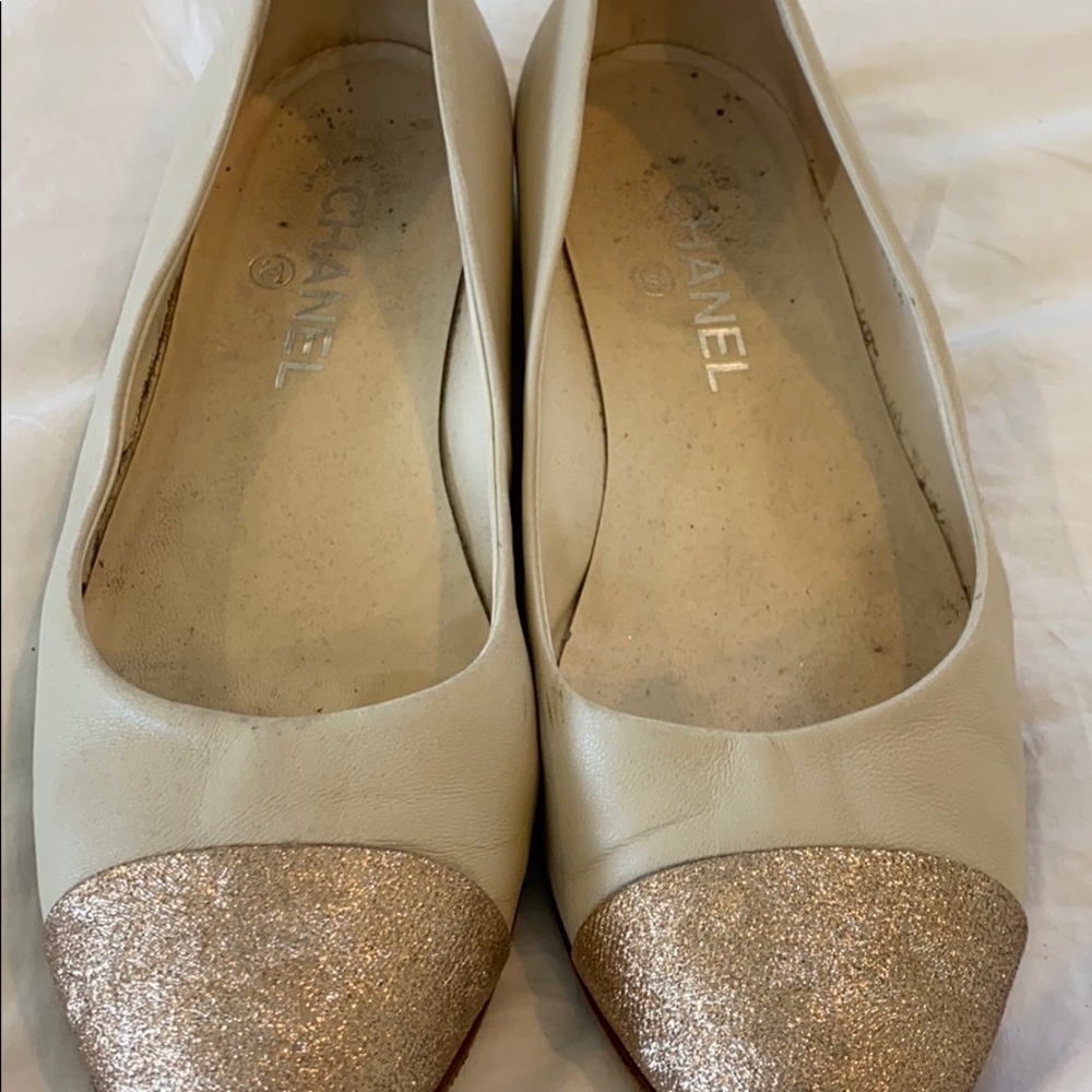 Chanel cap toe ballerina flats AUTHENTIC 40 - Picture 3 of 4